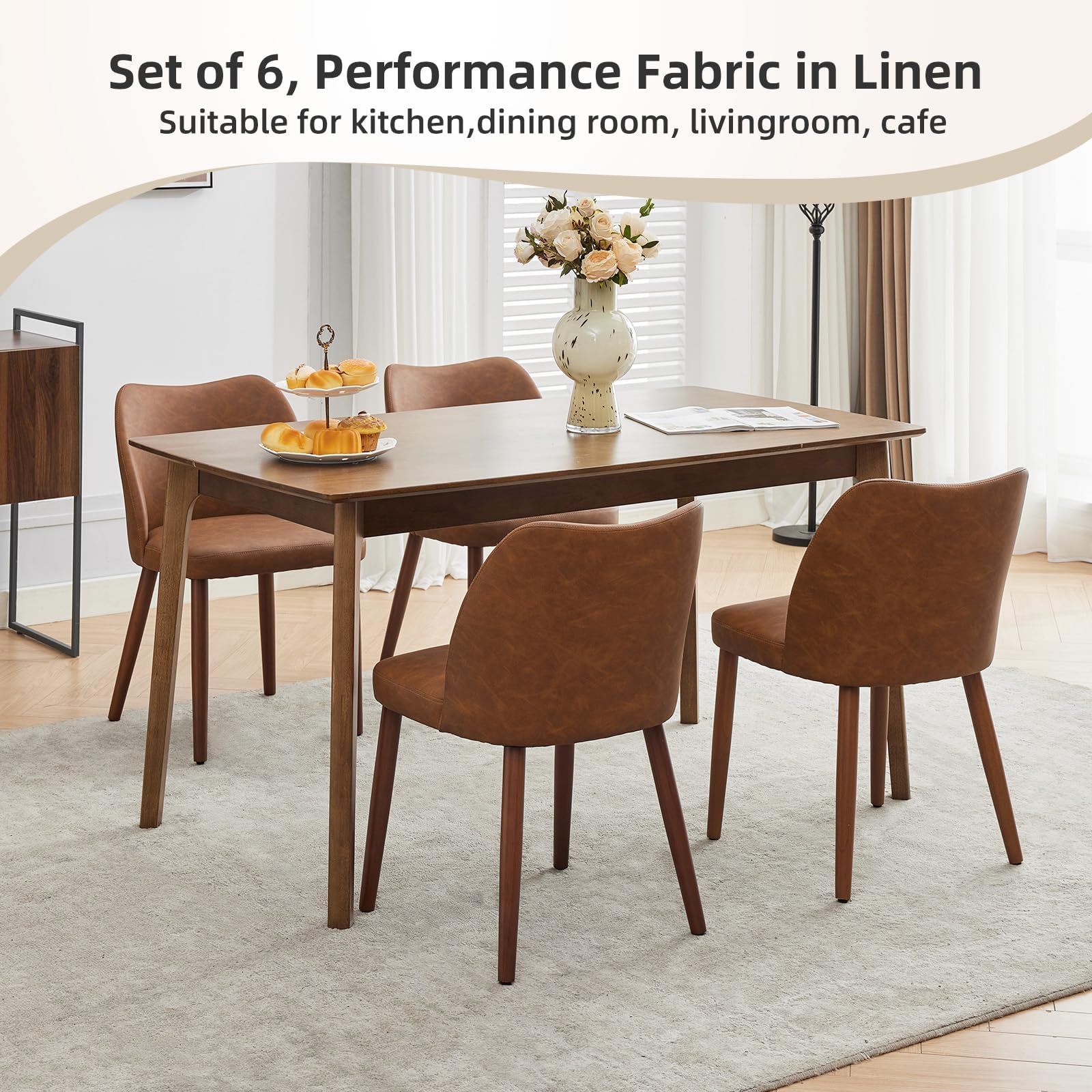 Set de 6 sillas de comedor modernas Garvee color marron