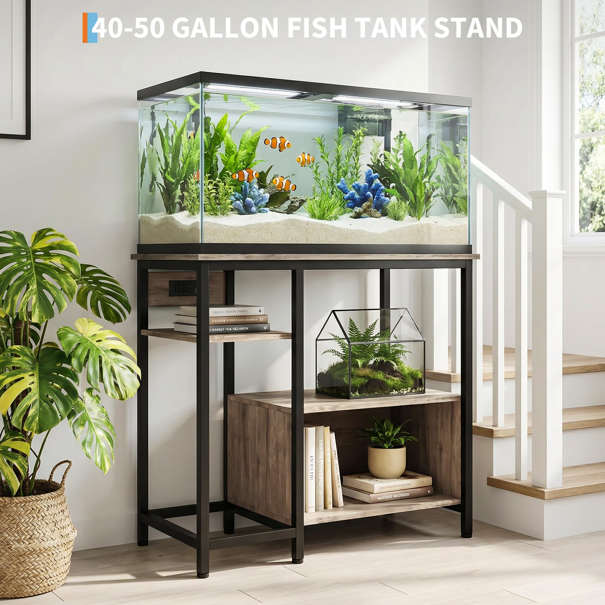 Mesa de soporte para terrario de reptiles Garvee gris