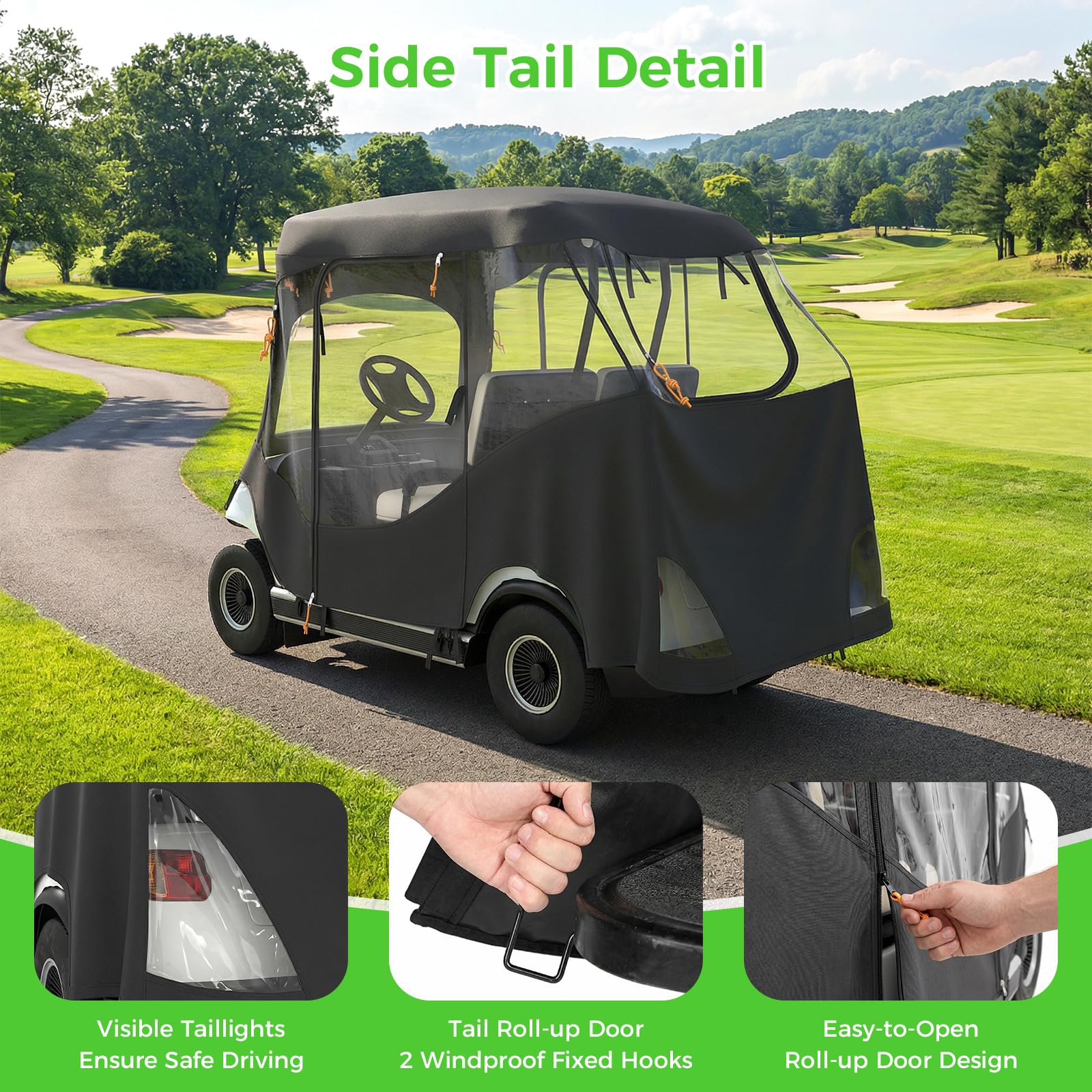 Cerramiento de carrito de golf con ventanas de PVC transparentes