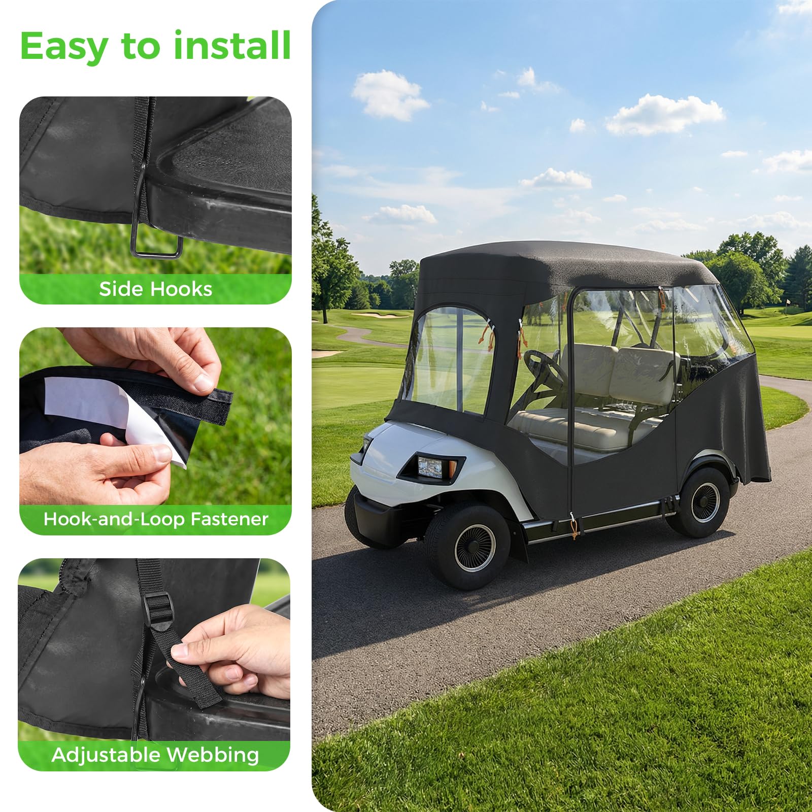 Funda de proteccion para lluvia y viento en carrito de golf