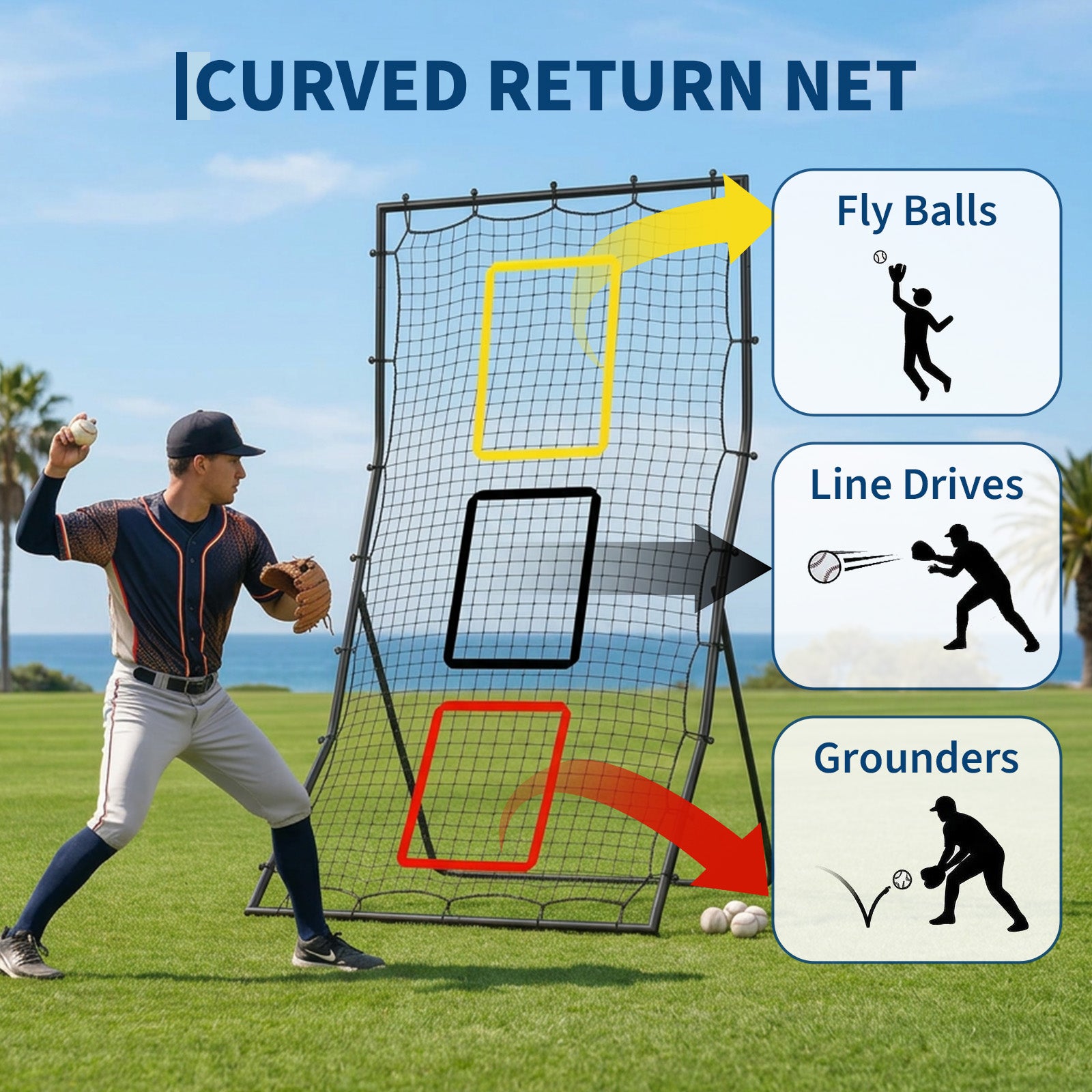 Entrenamiento de softbol y beisbol con red de rebote Garvee
